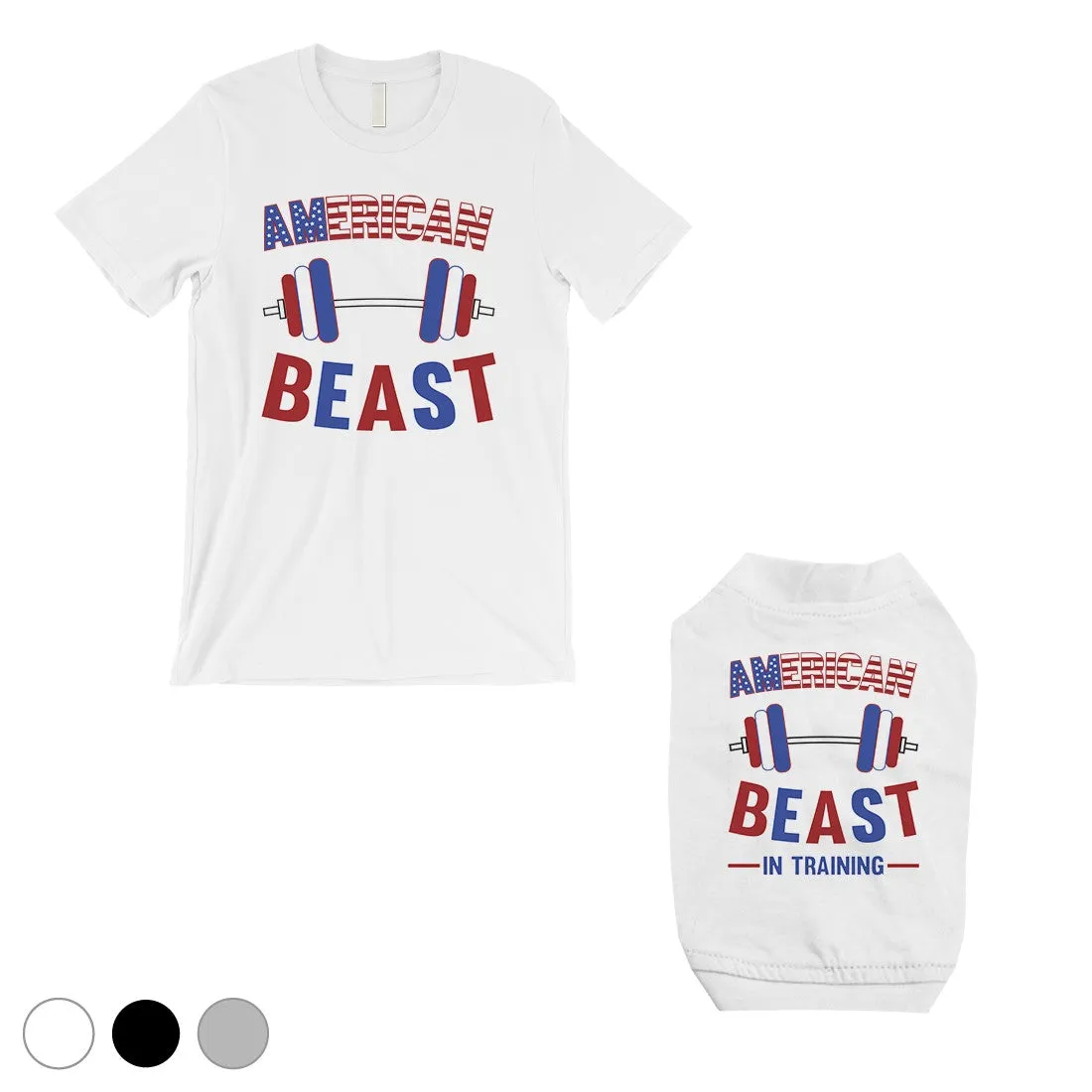 American Beast Training Small Dog and Owner Matching Shirts Funny