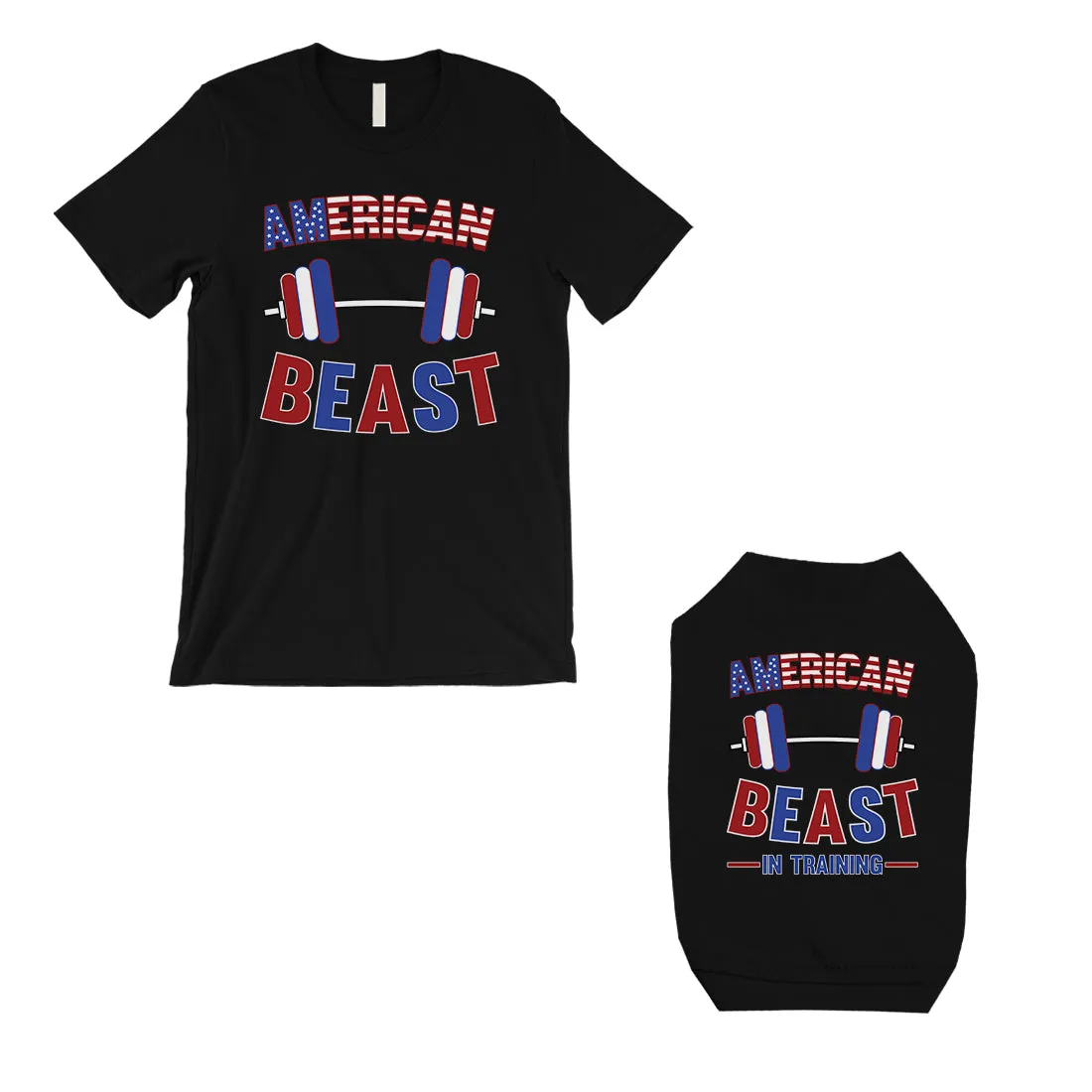 American Beast Training Small Dog and Owner Matching Shirts Funny