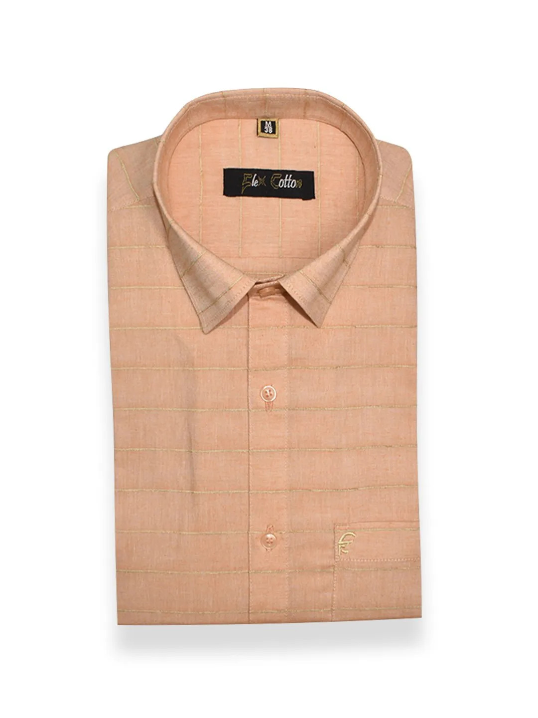 Apricot Orange Color 3D Lining Cotton Shirts For Men's