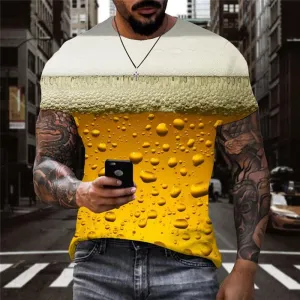 Beer T shirt Men Harajuku Funny T shirts Hip Hop T-shirts 3d Short Sleeve