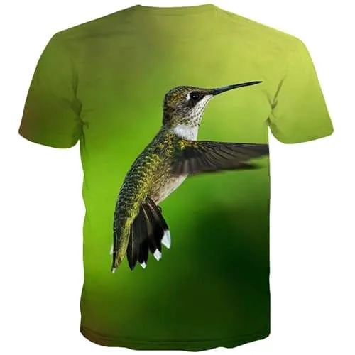 Bird T shirts Men Funny Tshirts Cool Green Shirt Print Fly T-shirts Graphic Lovely T-shirts 3d Short Sleeve Hip hop Mens Tee Top