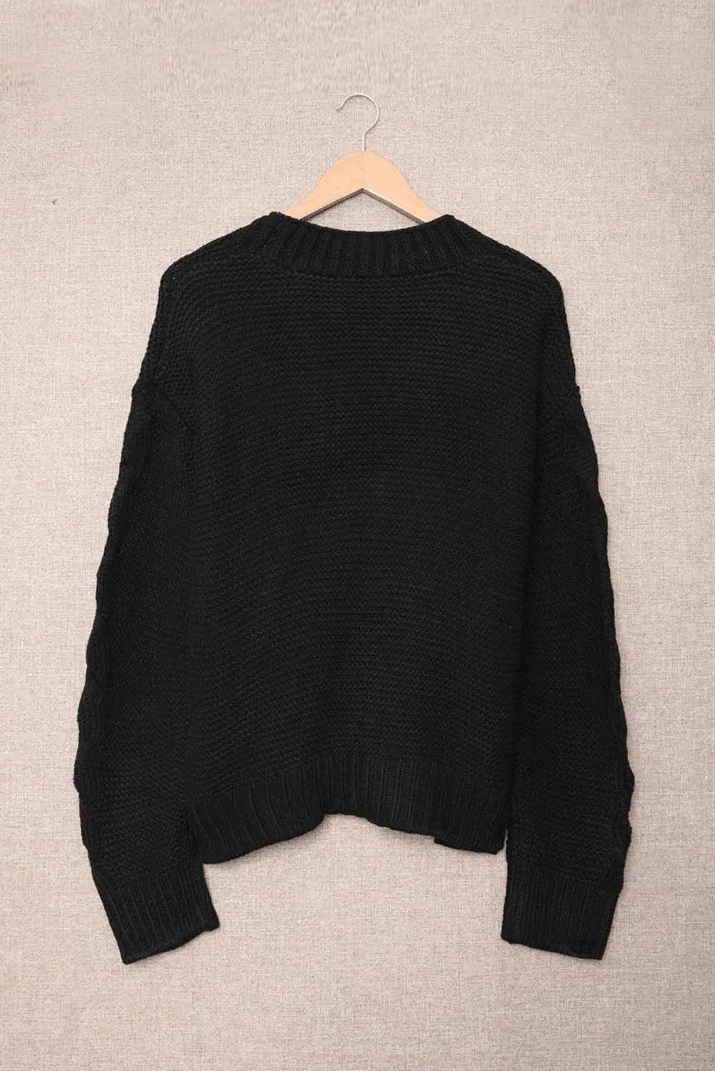 Black Open Front Chunky Knit Cardigan