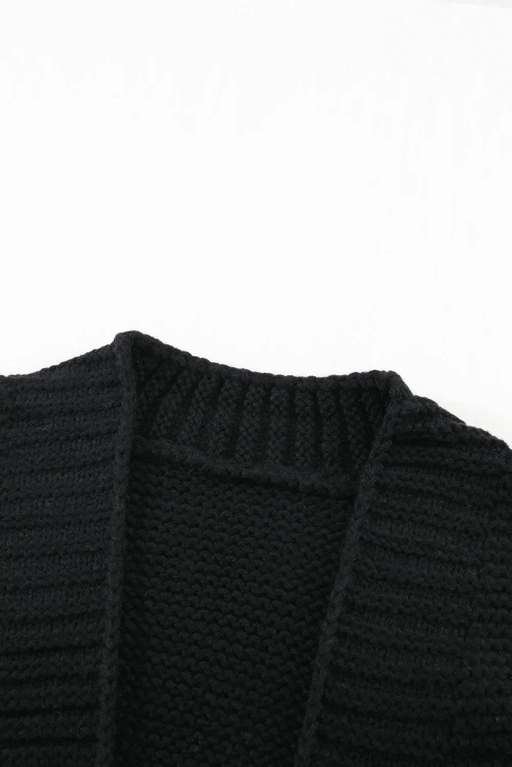 Black Open Front Chunky Knit Cardigan