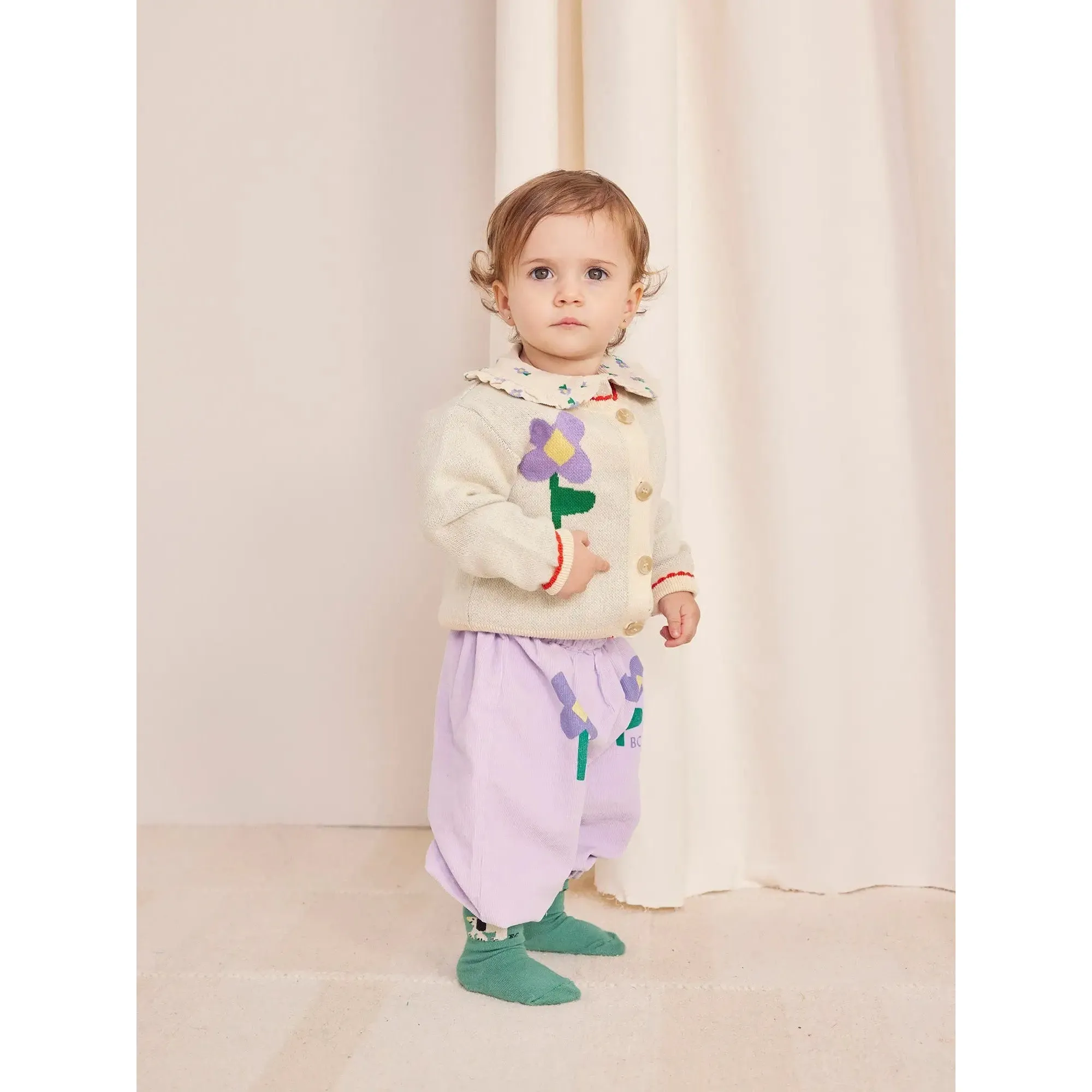 Bobo Choses Baby Pansy Flower Cardigan - Offwhite