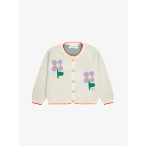 Bobo Choses Baby Pansy Flower Cardigan - Offwhite