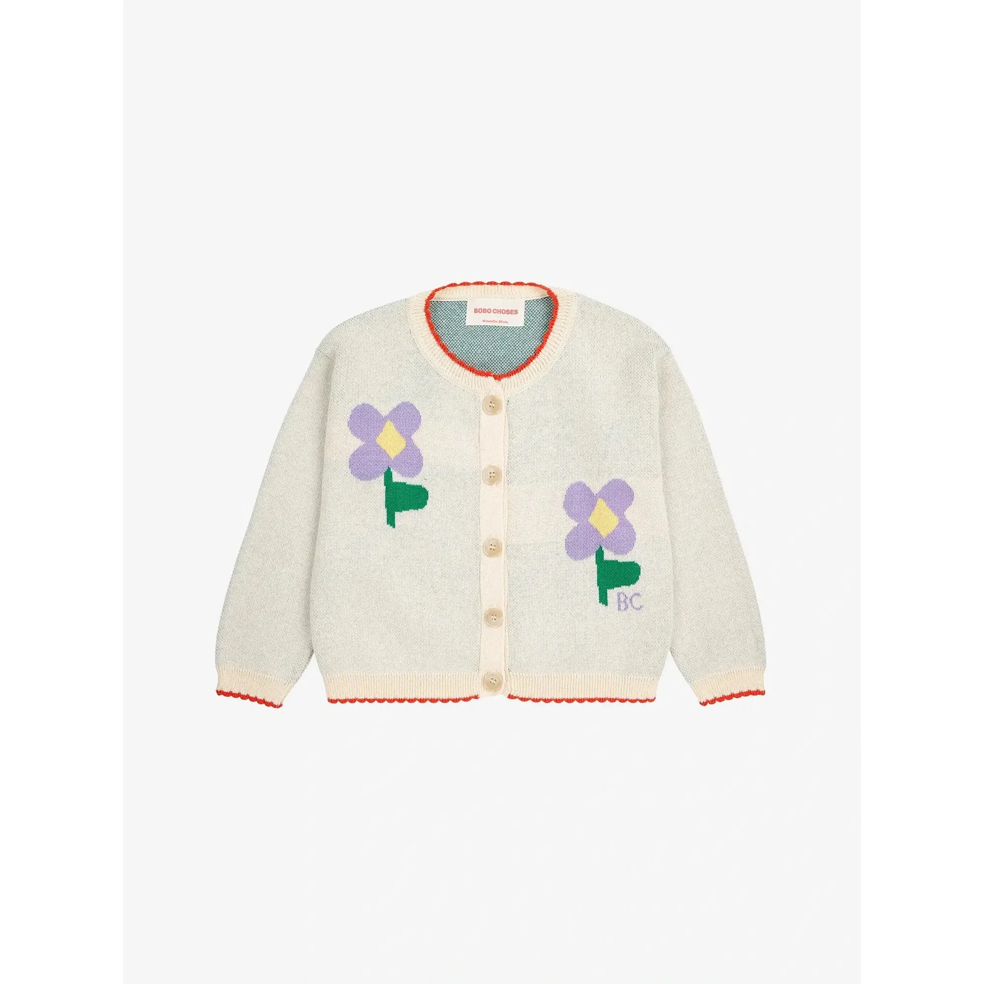 Bobo Choses Baby Pansy Flower Cardigan - Offwhite