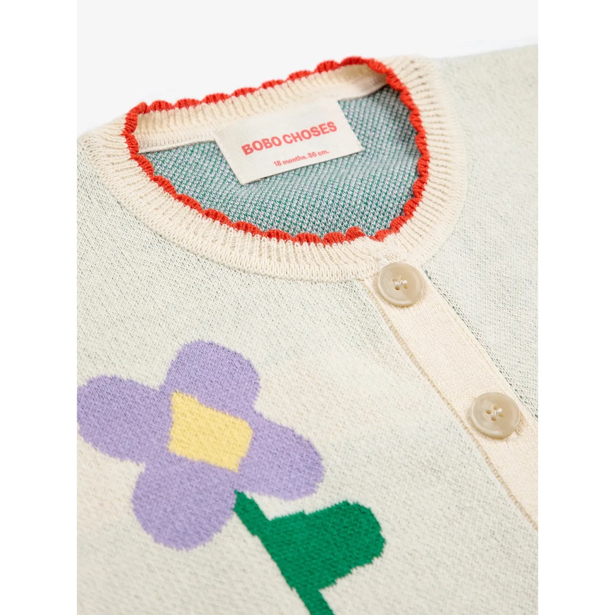 Bobo Choses Baby Pansy Flower Cardigan - Offwhite