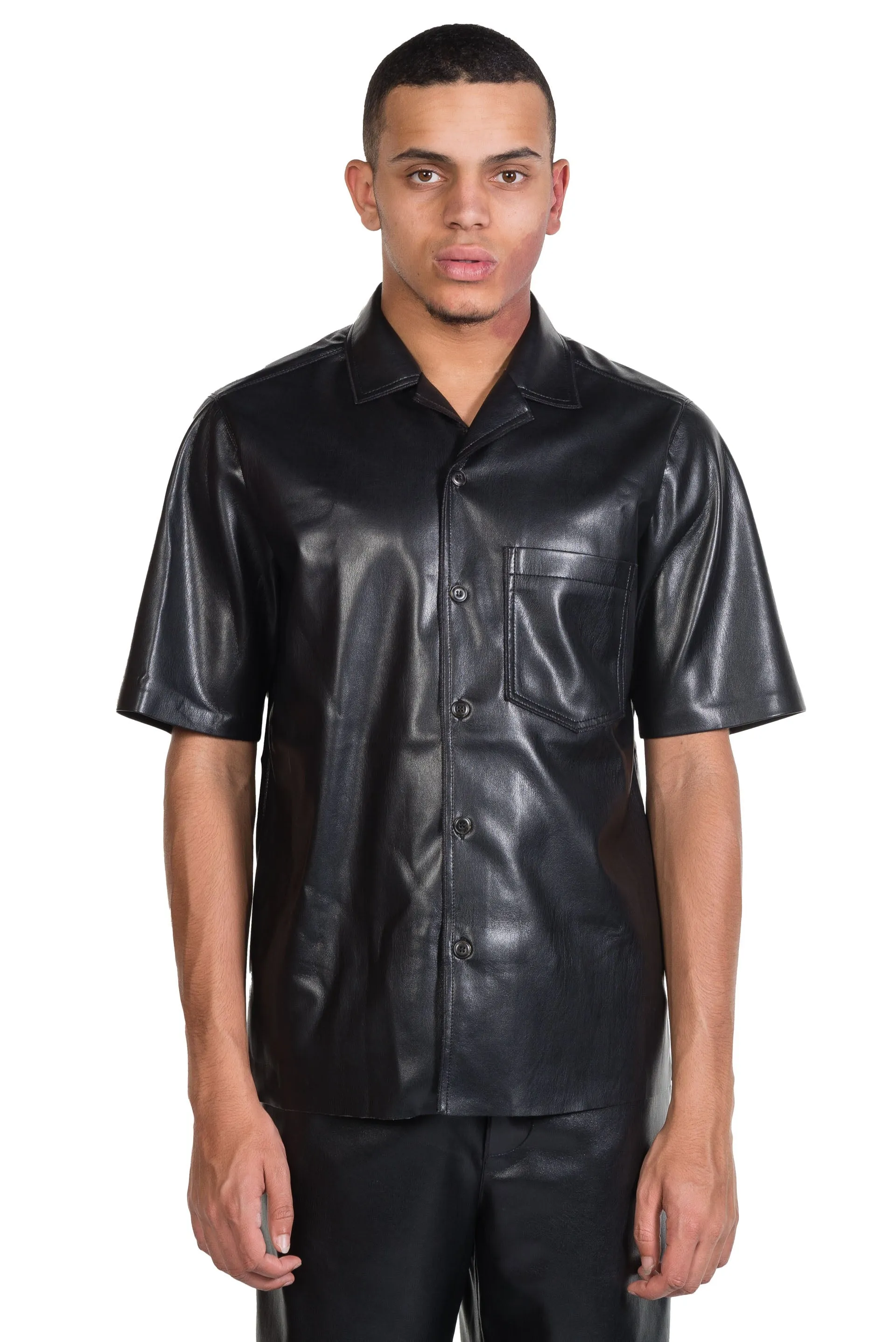 Bodil Vegan Leather Shirt Black