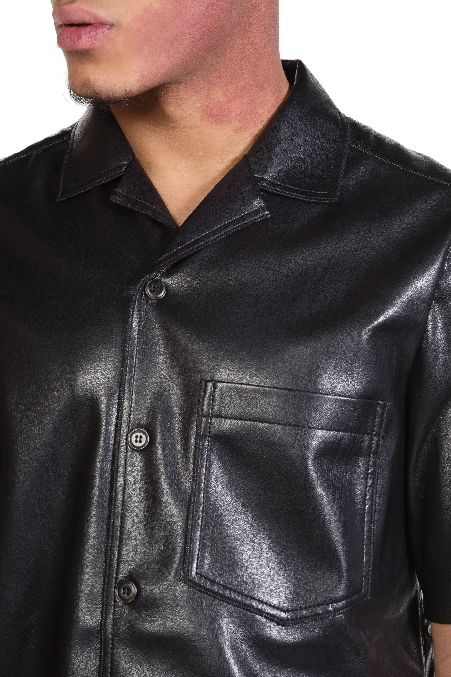 Bodil Vegan Leather Shirt Black