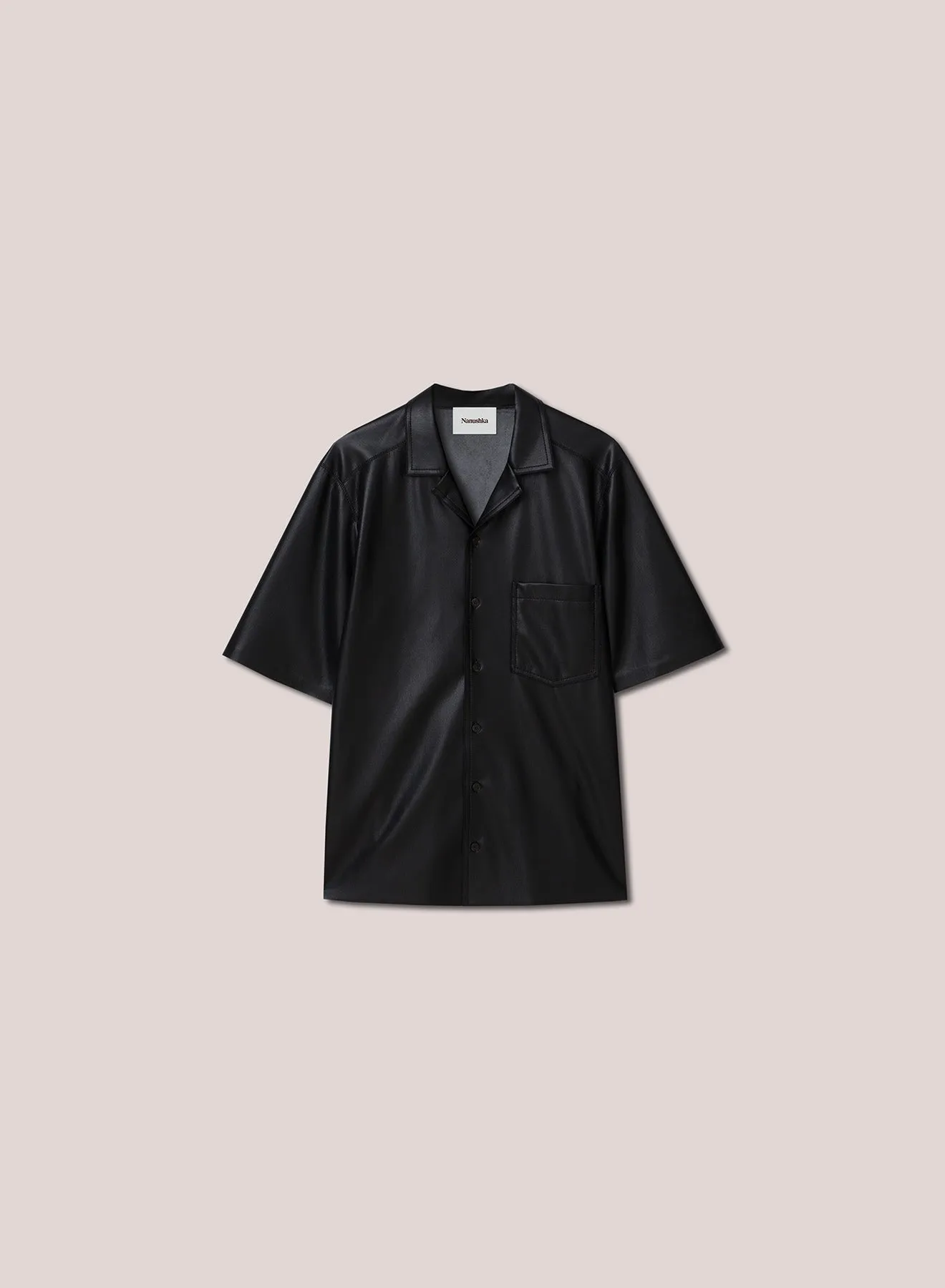 Bodil Vegan Leather Shirt Black