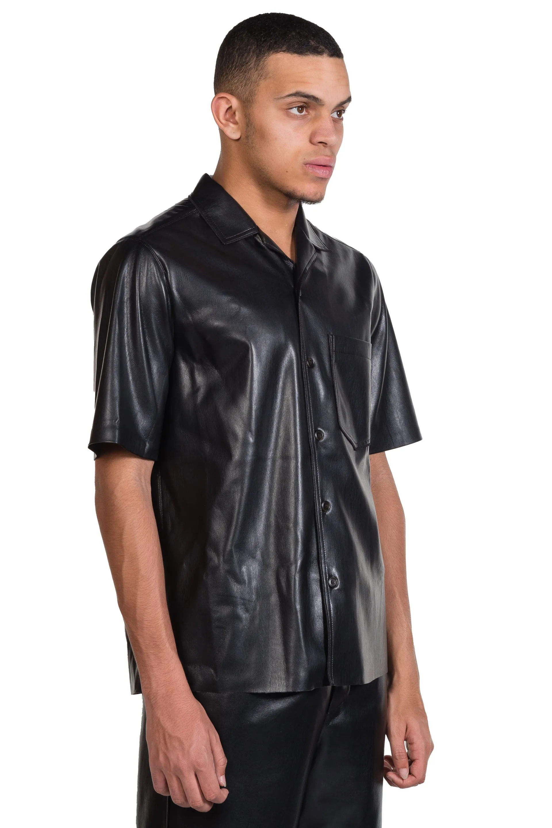 Bodil Vegan Leather Shirt Black