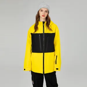 Breathable Neon Colorblock Ski Jackets Oversized Ski Shell Coat