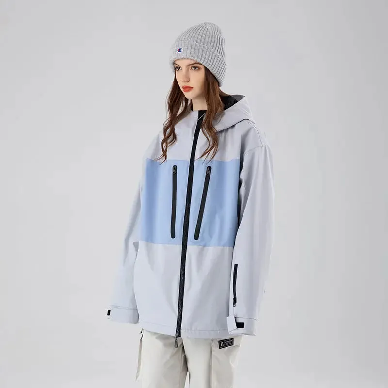 Breathable Neon Colorblock Ski Jackets Oversized Ski Shell Coat