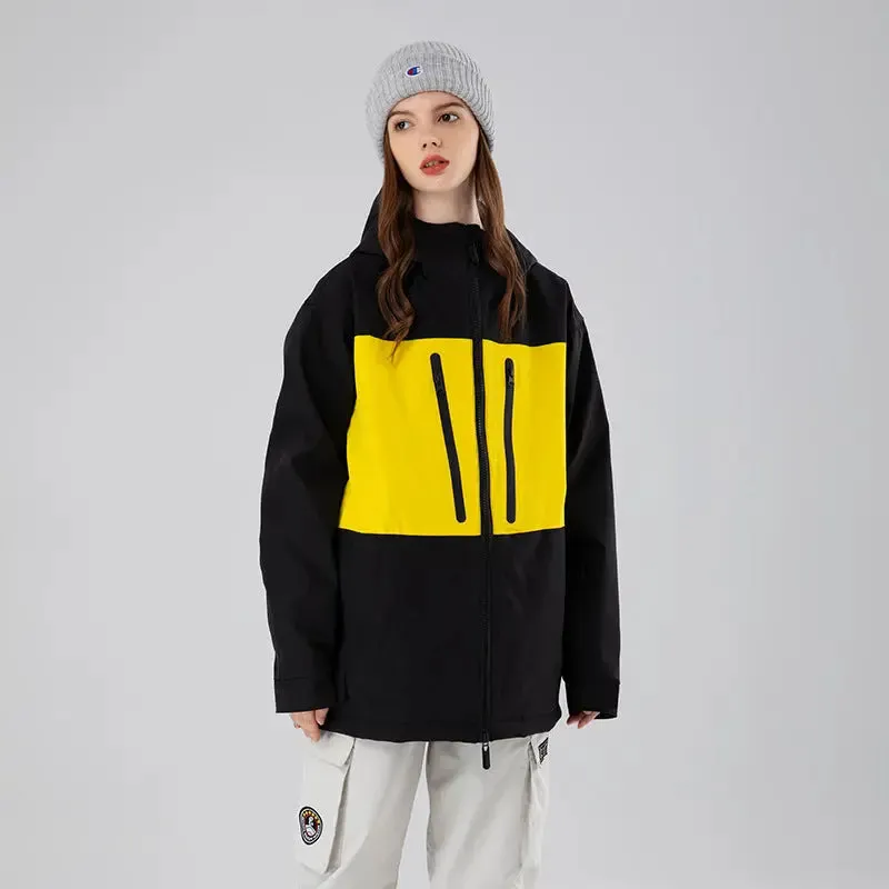 Breathable Neon Colorblock Ski Jackets Oversized Ski Shell Coat