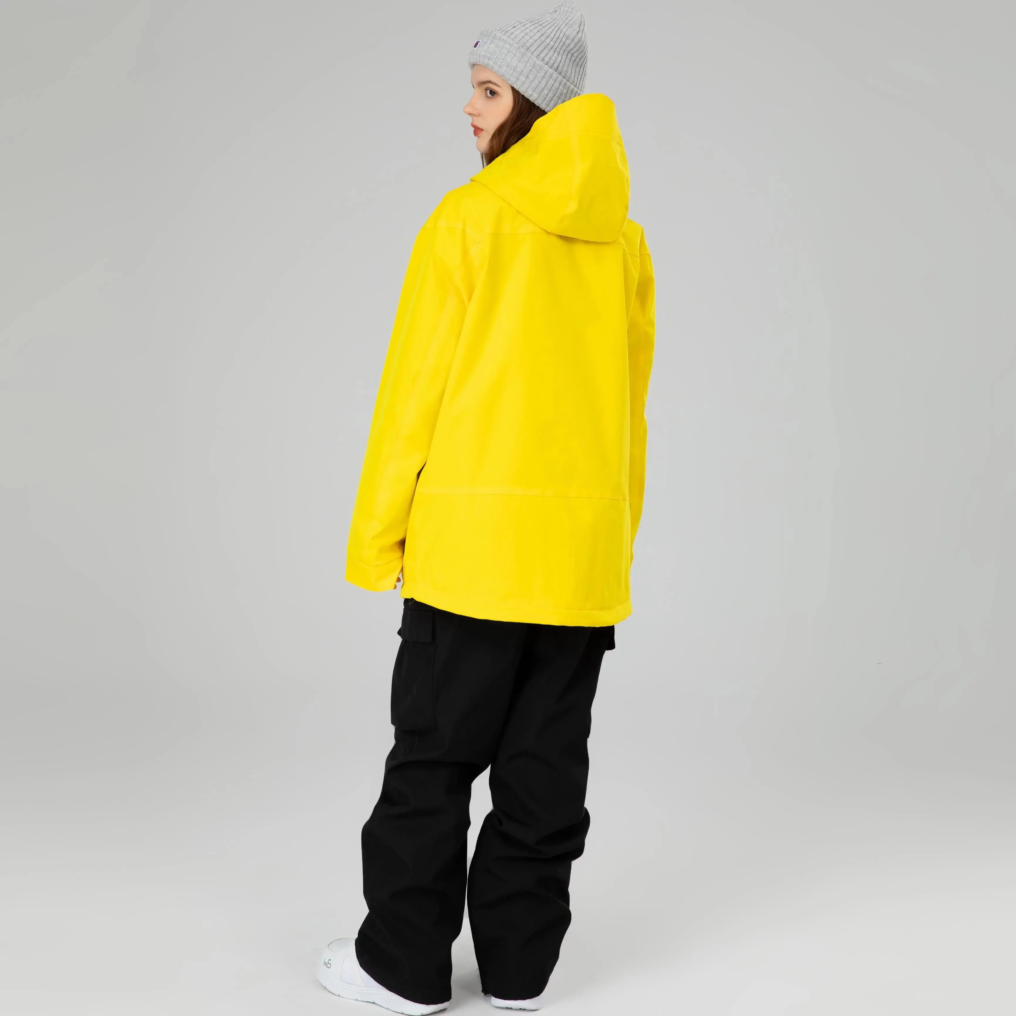 Breathable Neon Colorblock Ski Jackets Oversized Ski Shell Coat