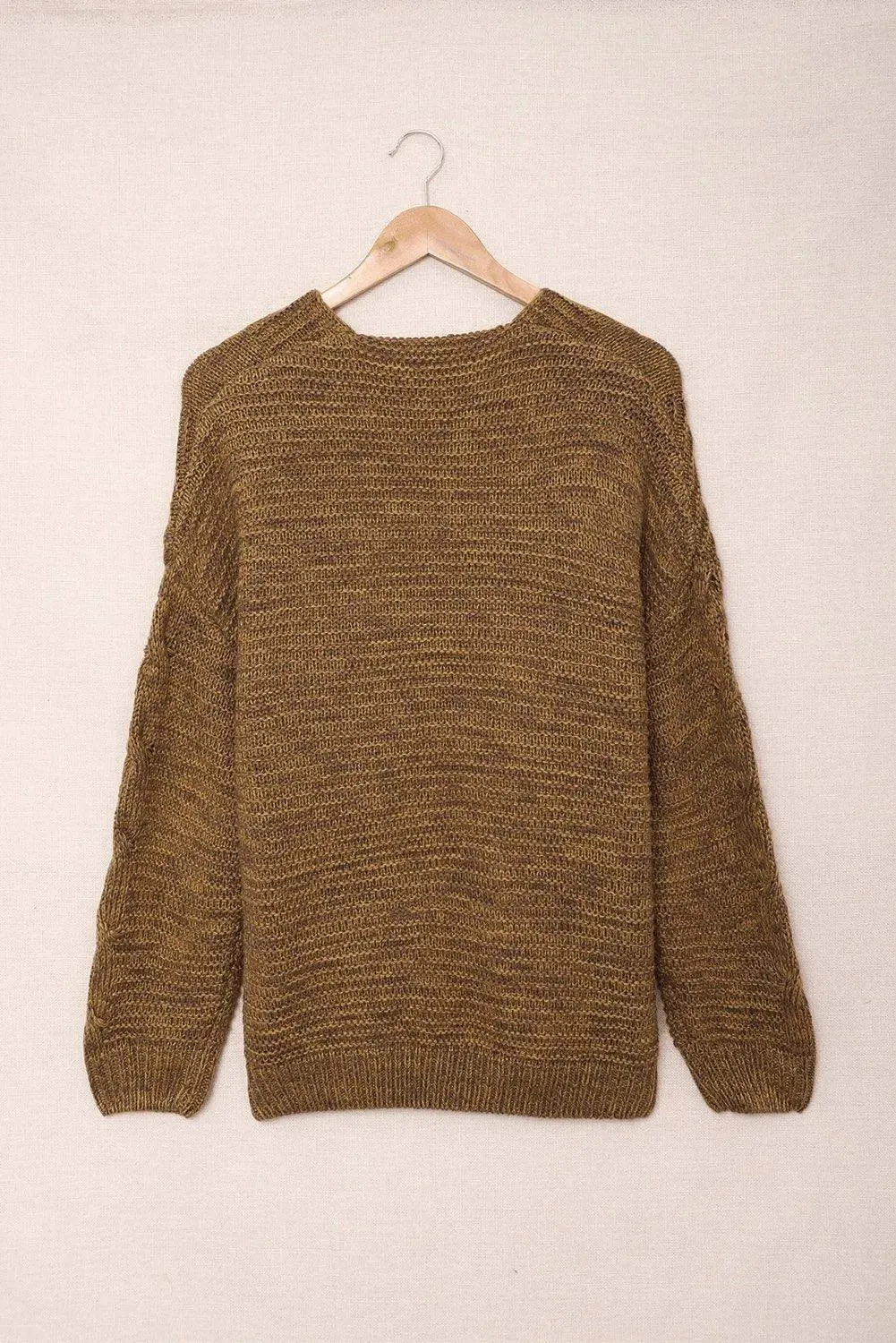 Brown Chunky Wide Long Sleeve Knit Cardigan