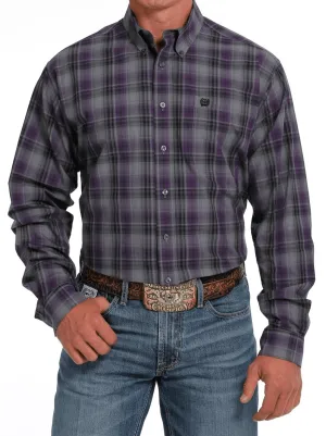 Cinch Men's Purple Plaid Button Long Sleeve Western Shirt MTW1105642