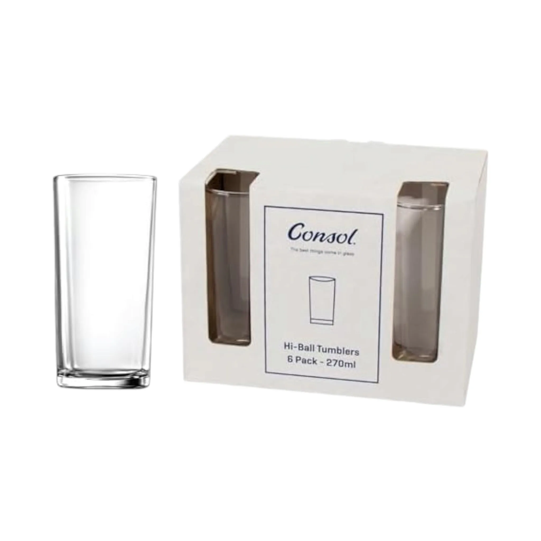 Consol Hiball Glass Tumbler 6pack 270ml 40363