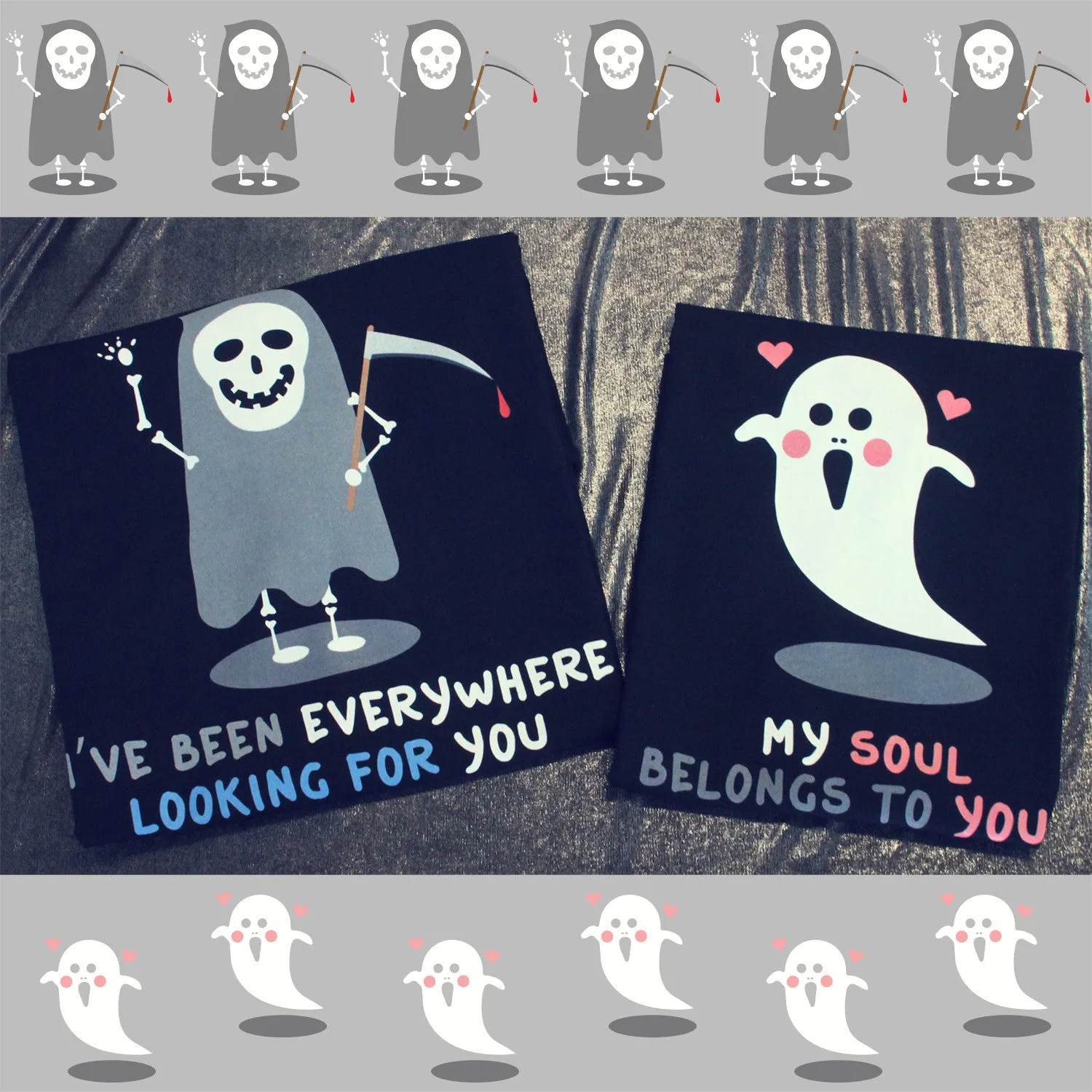 Cute Ghost Lovers Matching Couple Shirts (Set)