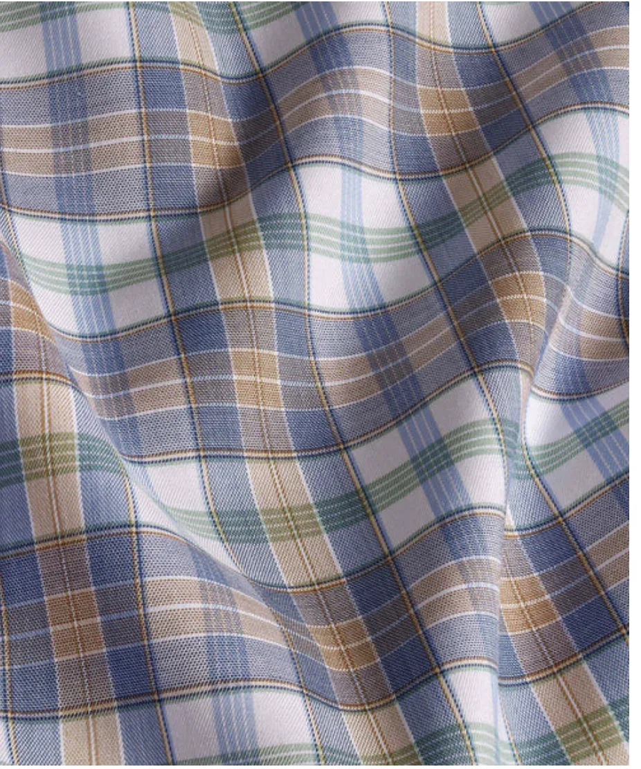 David Donahue Blue & Green Twill Check Shirt