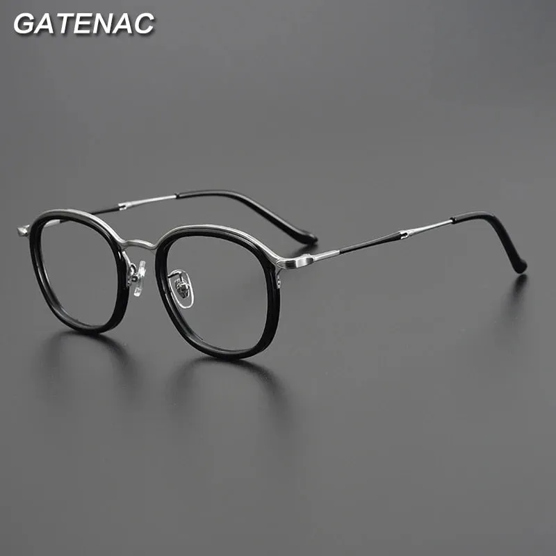 Gatenac Unisex Full Rim Round Square Titanium Eyeglasses Gxyj964