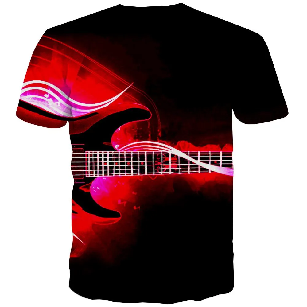 Guitar T-shirt Men Music T shirts Funny Wooden T-shirts Graphic Metal Shirt Print