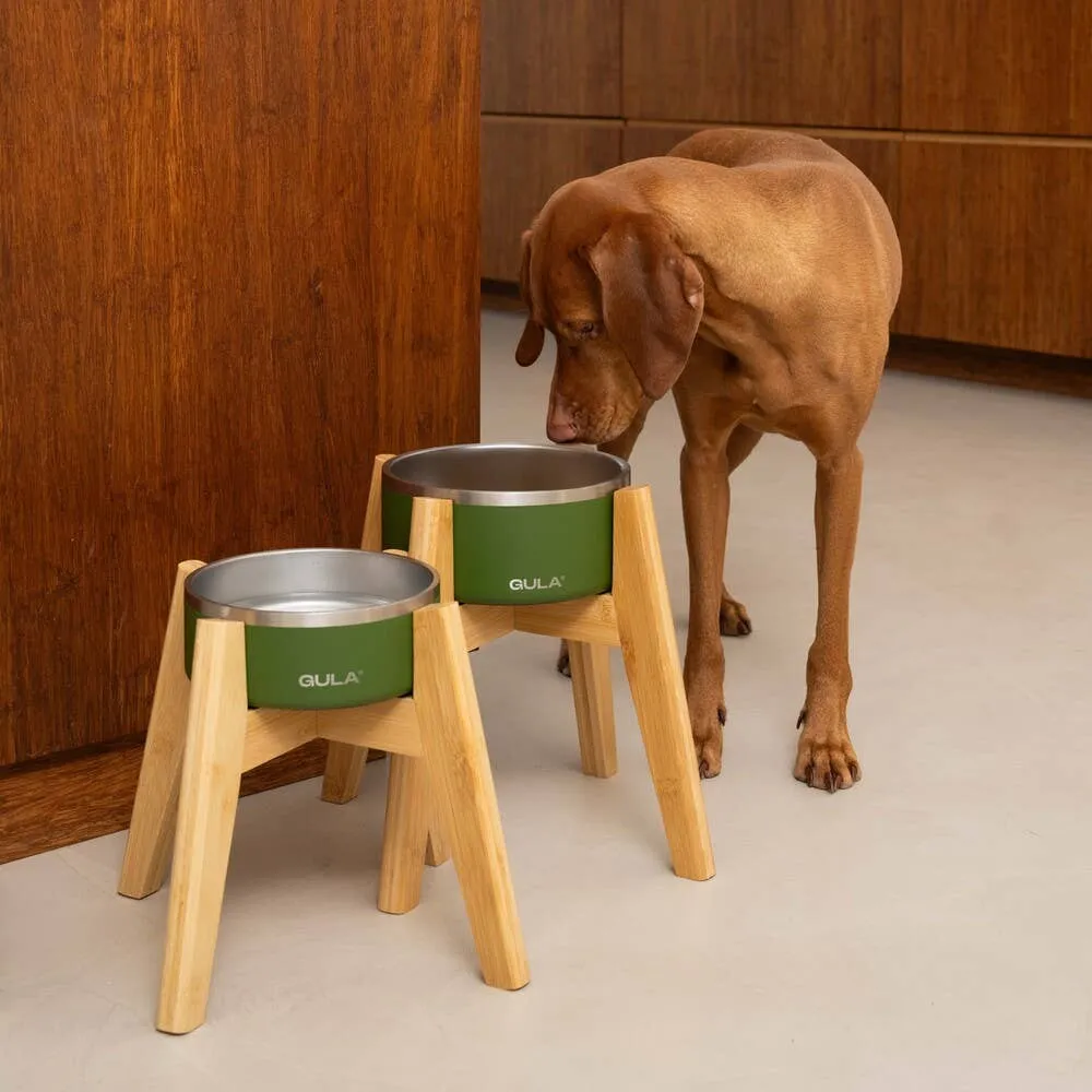 GULA | Bamboo Dog Bowl Stand