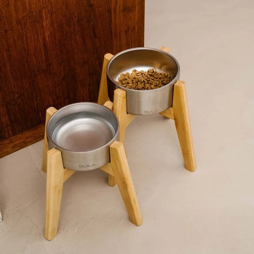 GULA | Bamboo Dog Bowl Stand