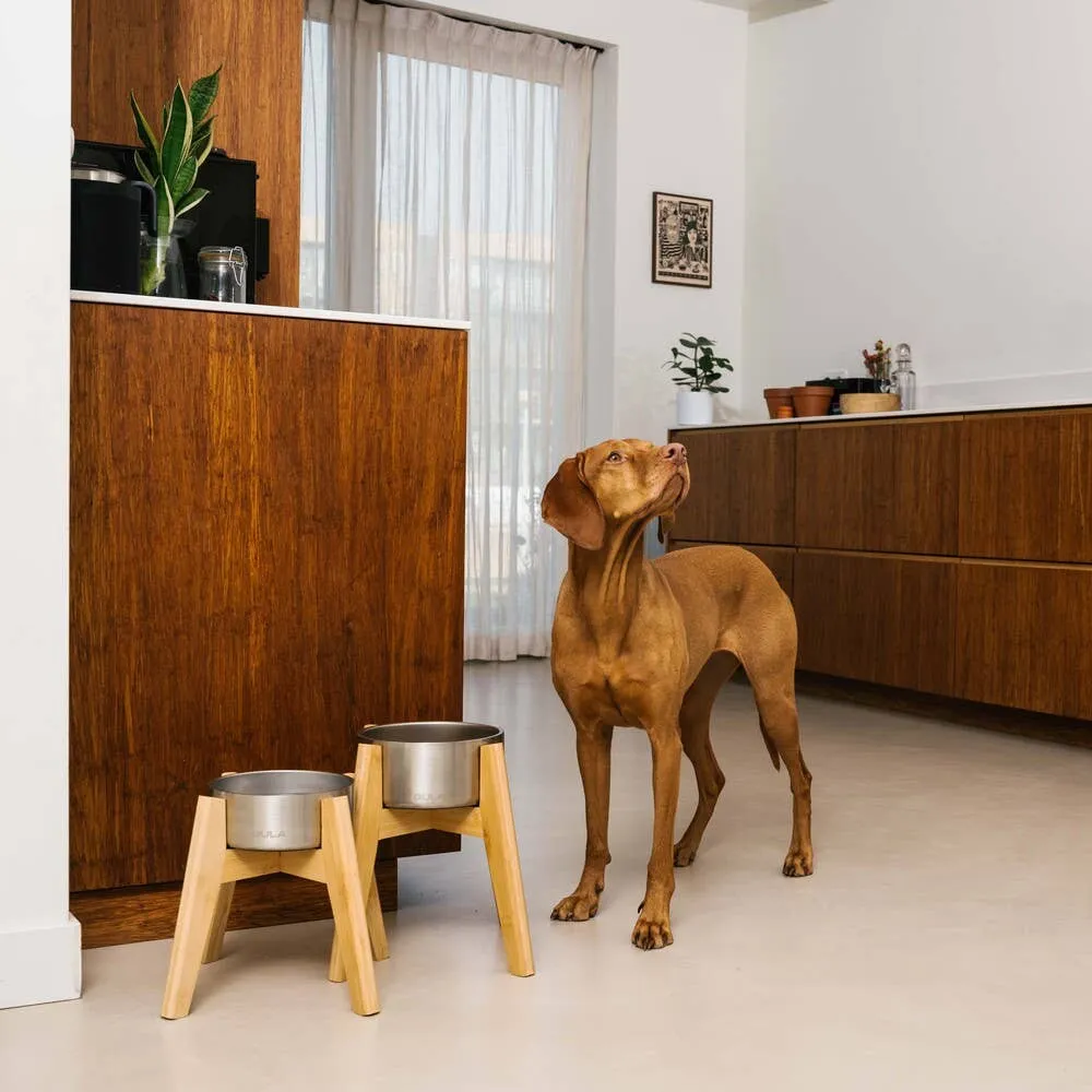 GULA | Bamboo Dog Bowl Stand