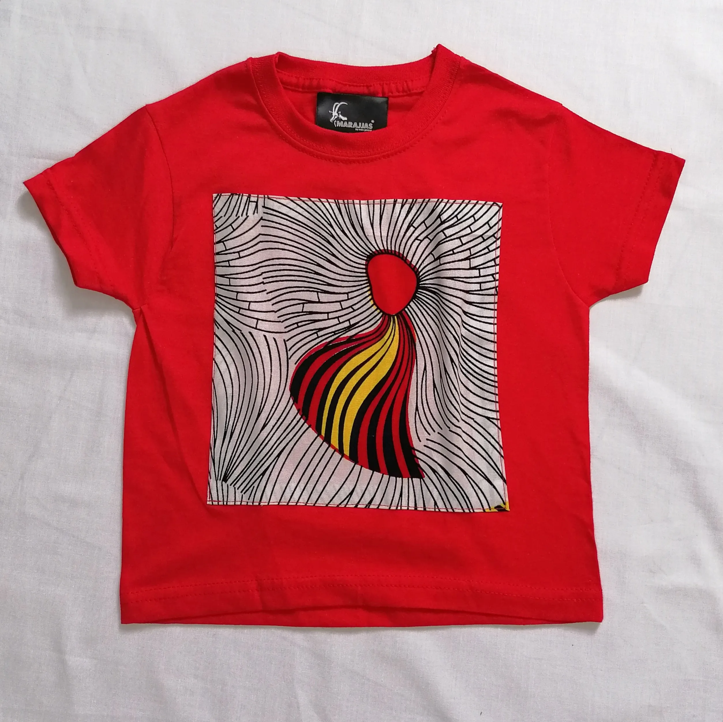 Kids T-shirt in red with red Ankara