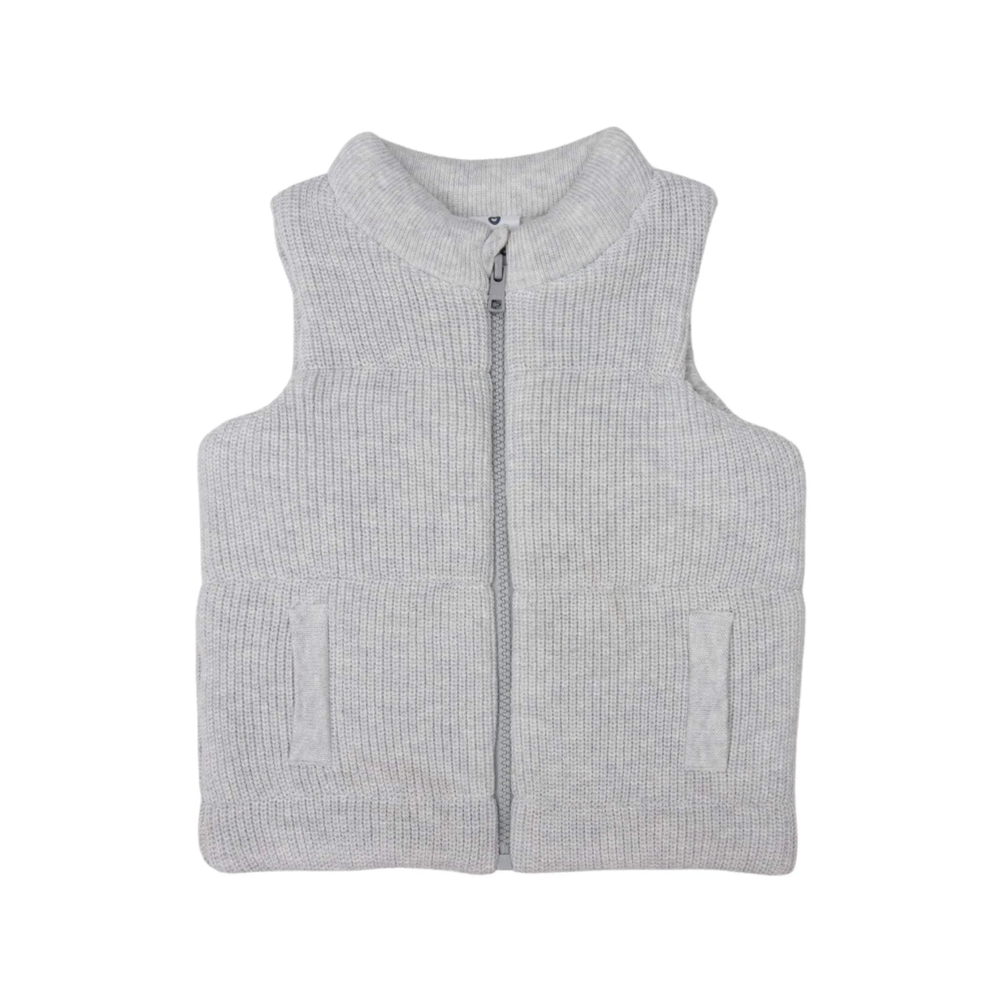 Lined Knit Vest Grey Marle