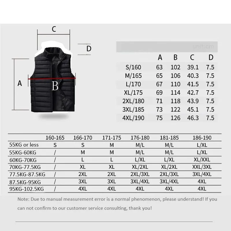 Mens Cotton-Padded Vest Coats