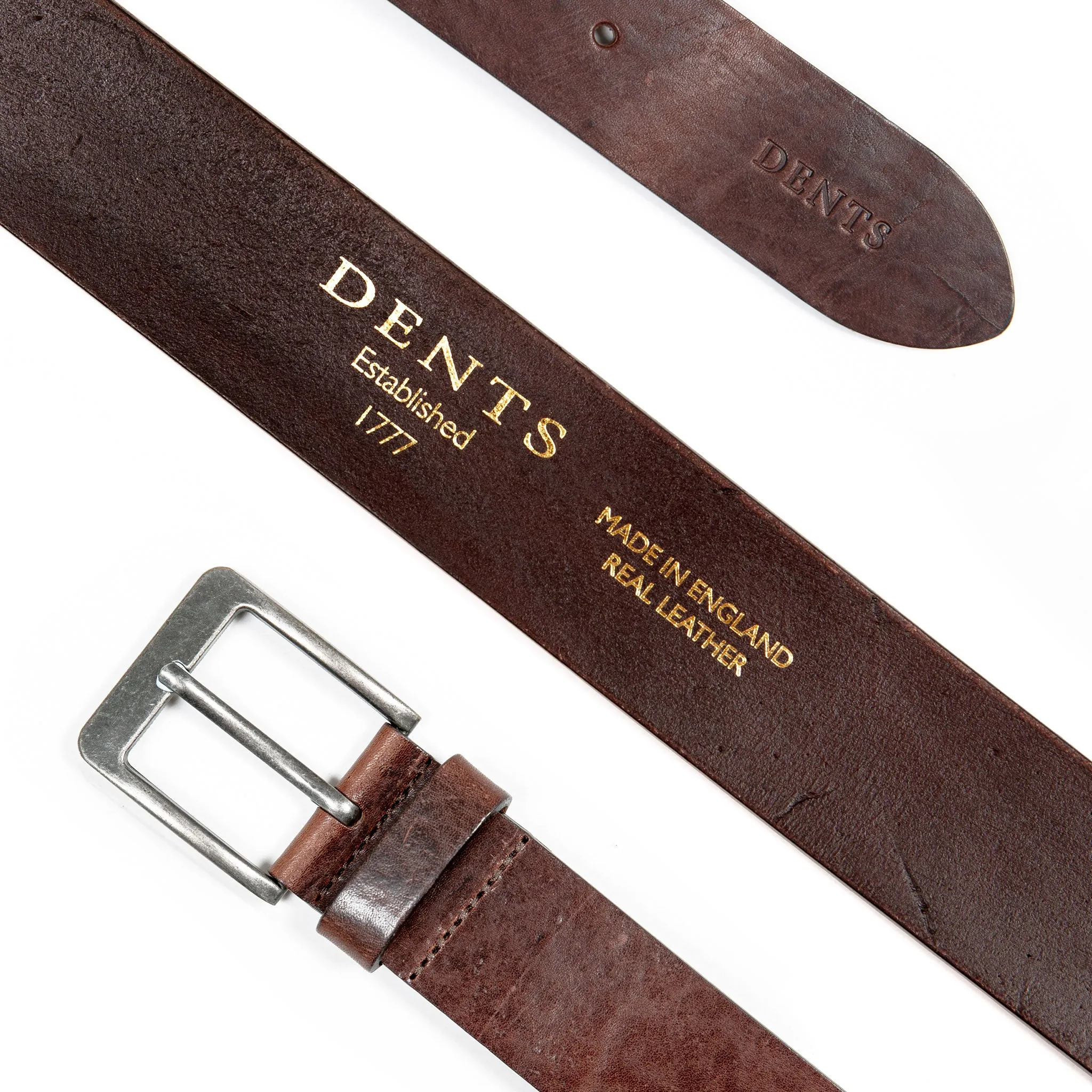 Men’s Heritage Full-Grain Leather Belt with Antique Pewter Buckle