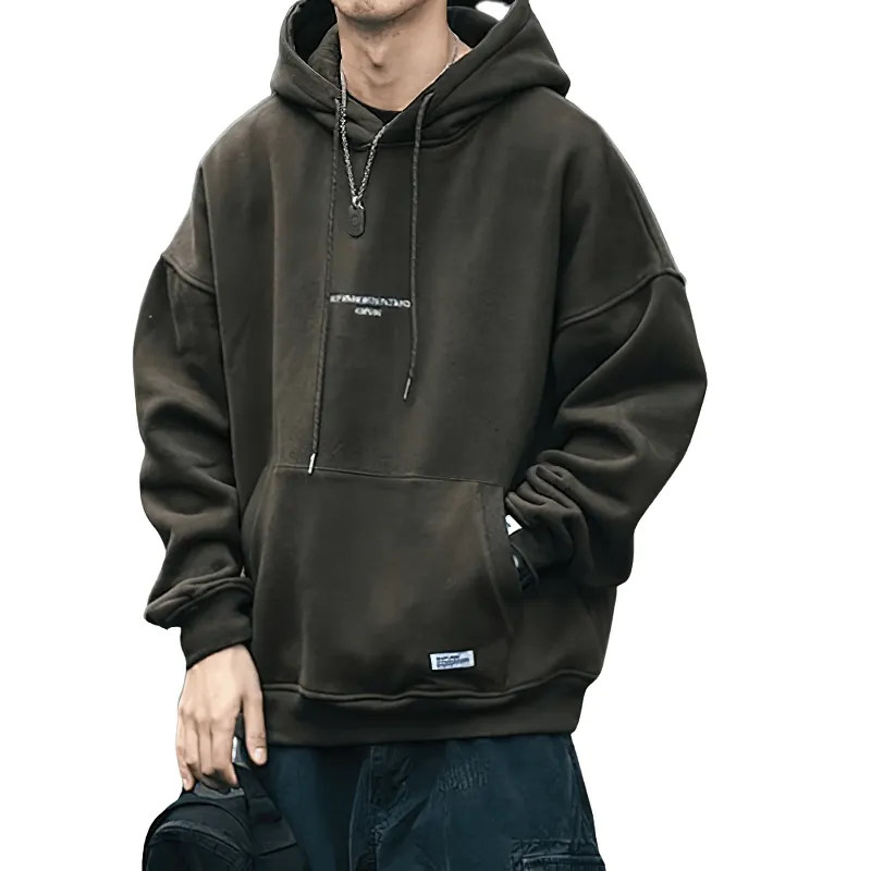 Men's Letter Fleece Hoodie / Thin Loose Clothing with Drawstring Hood / Alternative Style Hoodie