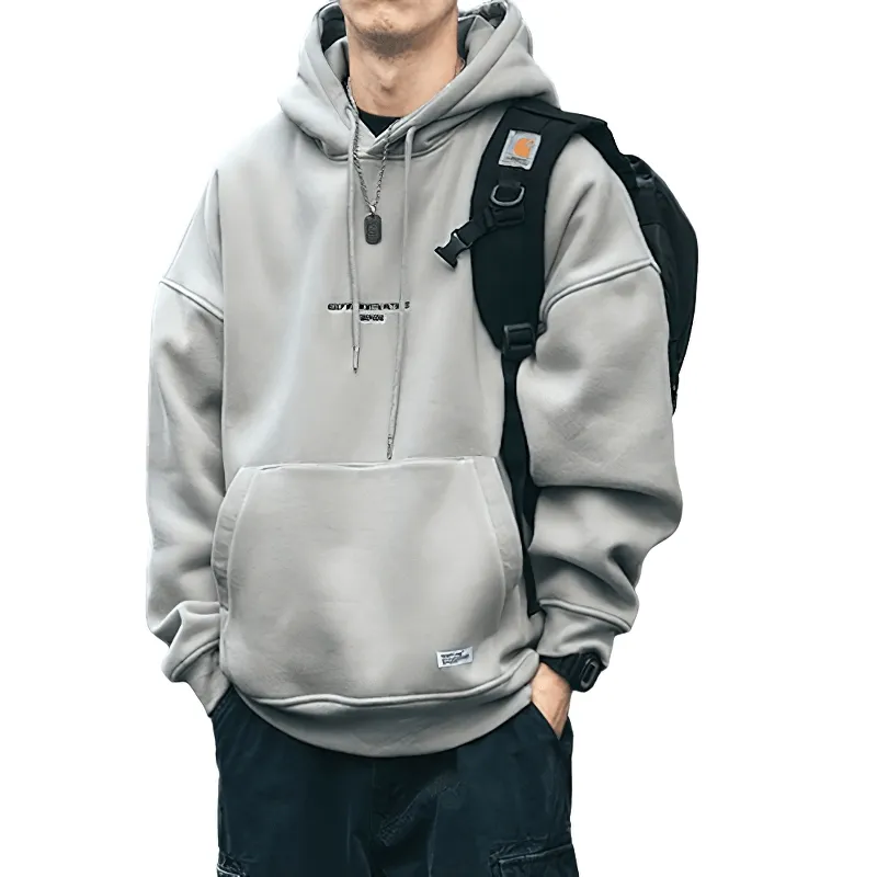 Men's Letter Fleece Hoodie / Thin Loose Clothing with Drawstring Hood / Alternative Style Hoodie