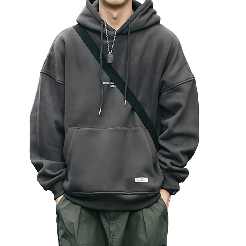 Men's Letter Fleece Hoodie / Thin Loose Clothing with Drawstring Hood / Alternative Style Hoodie