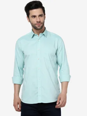 Mist Green Solid Slim Fit Semi Casual Shirt | JadeBlue