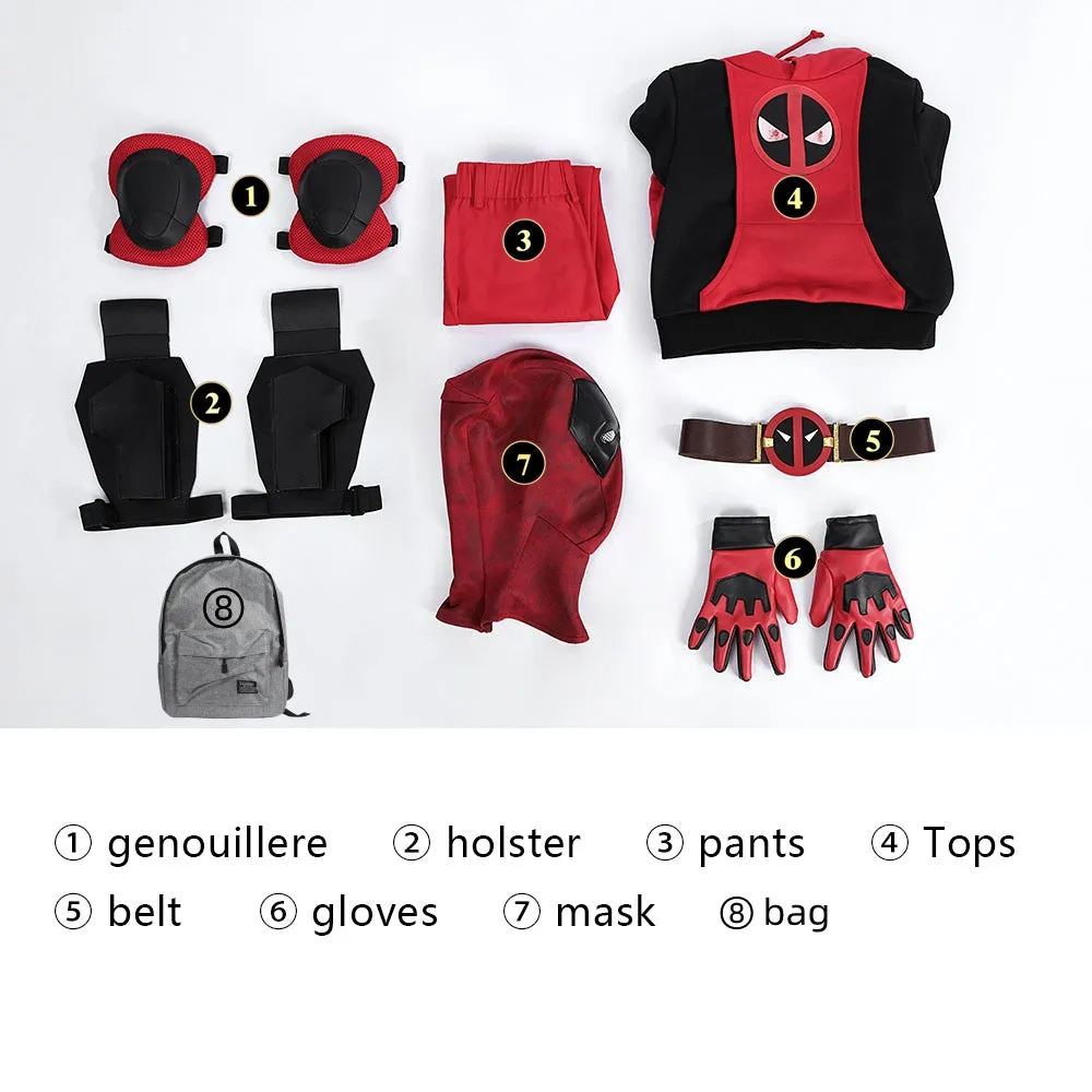 【New Arrival】Xcoser Kids Deadpool 3 Kidpool Cosplay Costume Mask Bag Belt Gloves Full Set