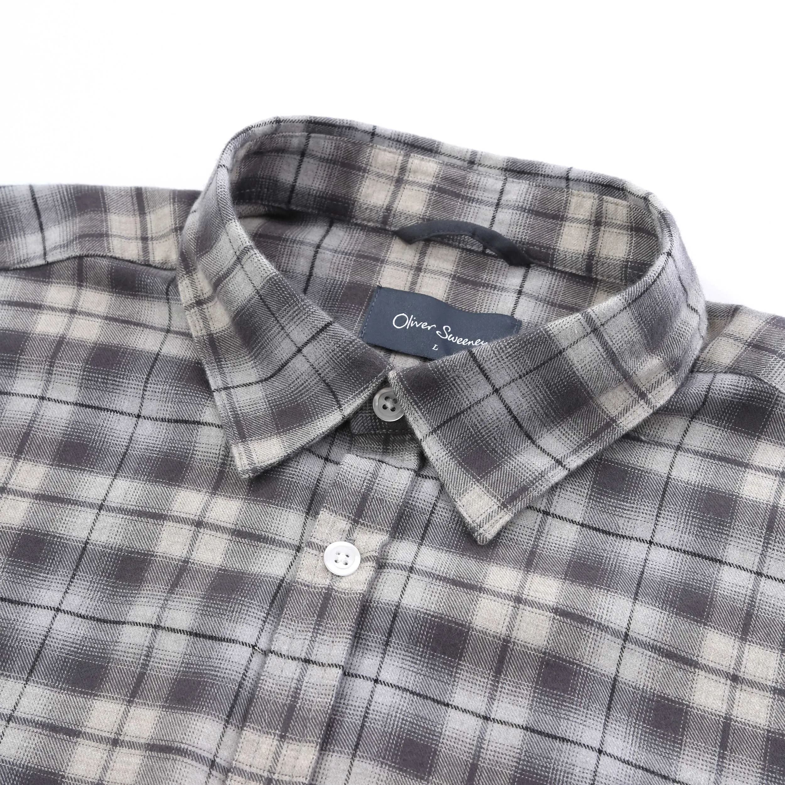 Oliver Sweeney Censo Shirt in Grey Navy Check