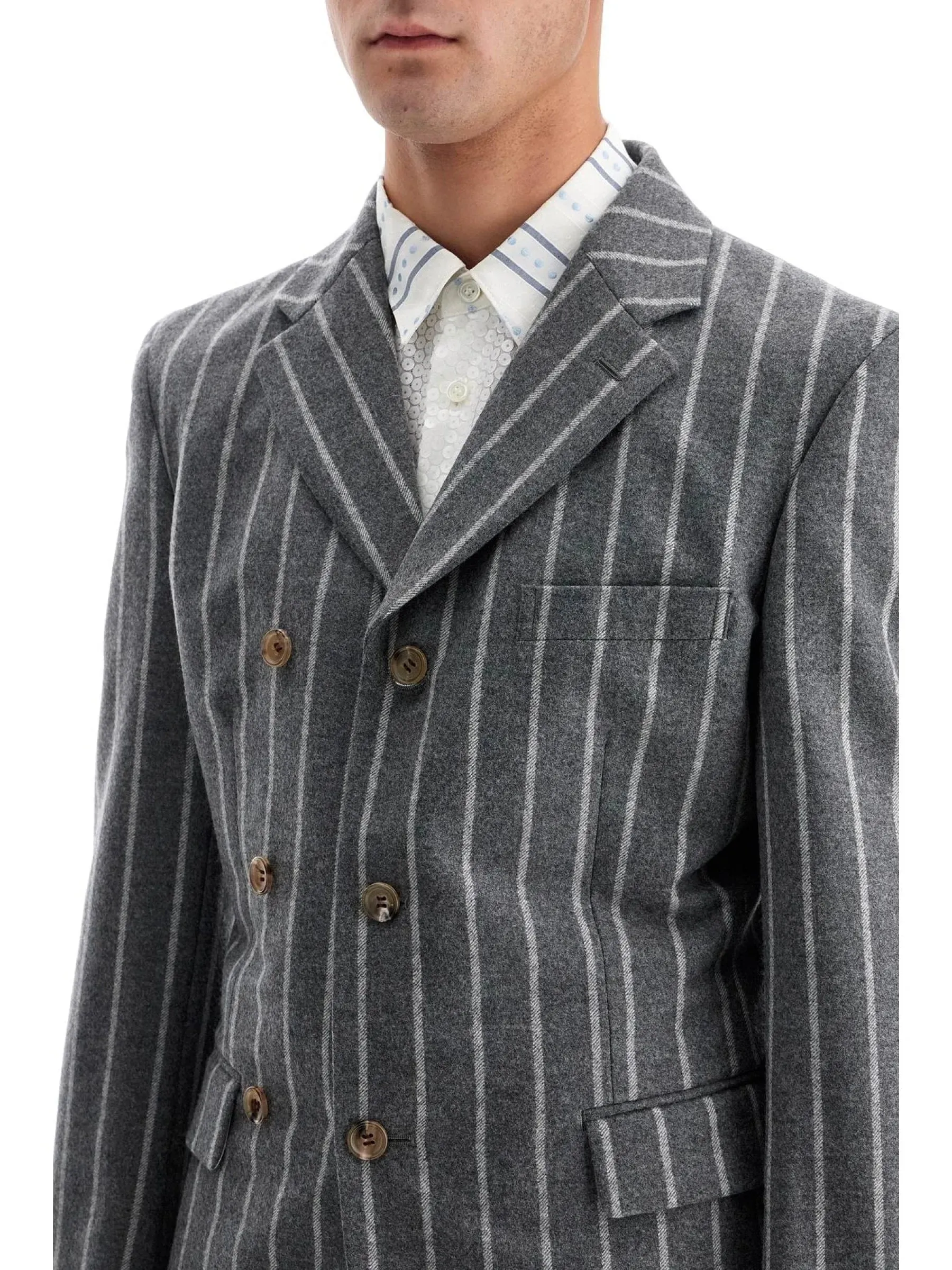 Pinstripe Wool Blazer