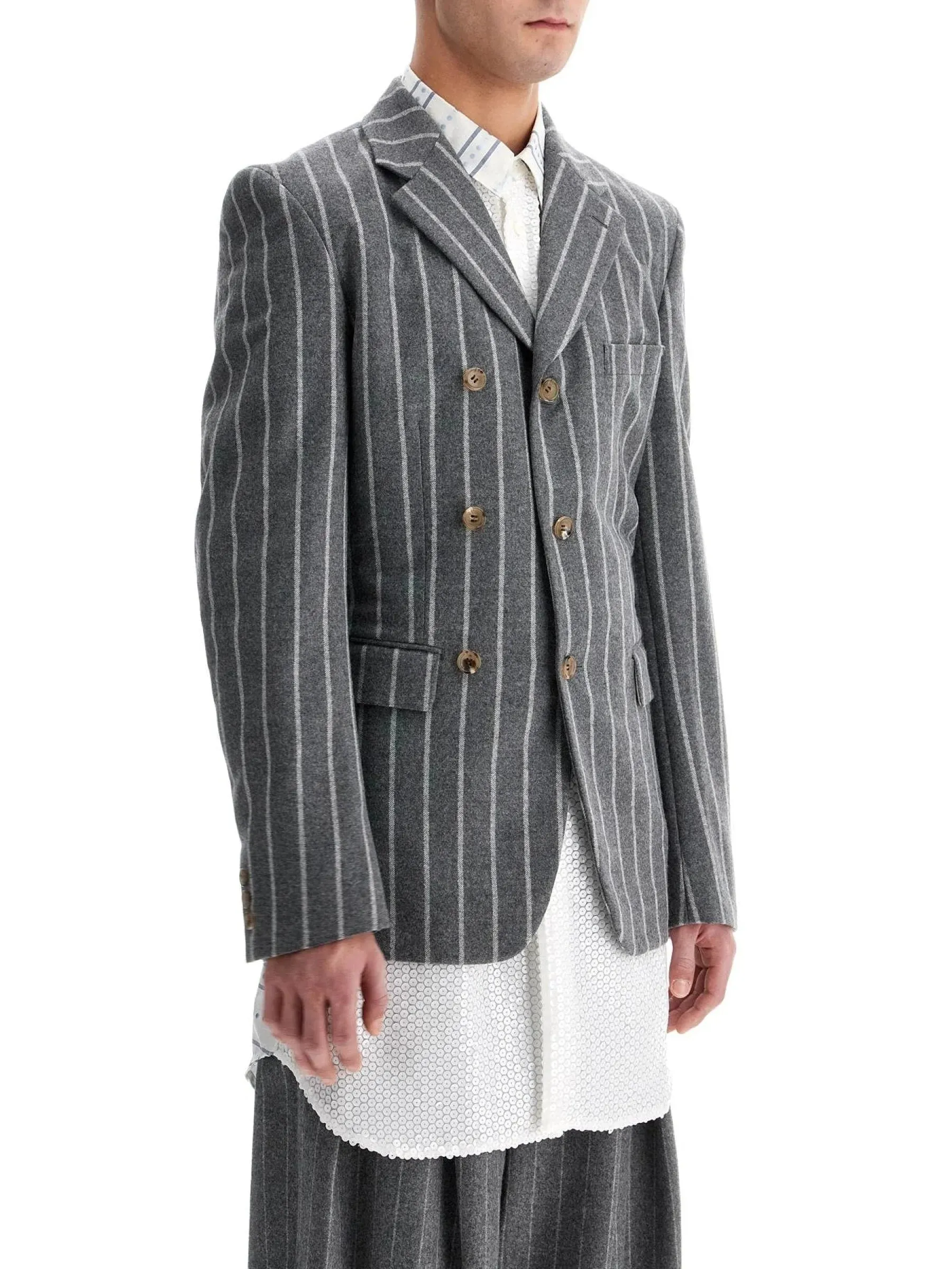 Pinstripe Wool Blazer