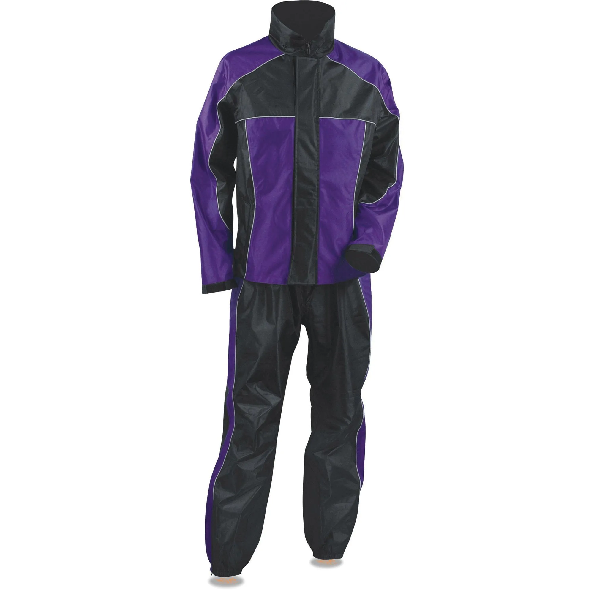 PURPLE SH2222 Women's Purple and Black Oxford Water Proof Motorcycle Rain Suit