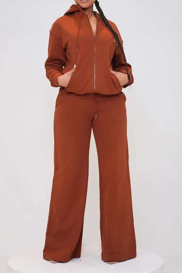 Relaxed Fit Zip Through Hoodie & Pants Set