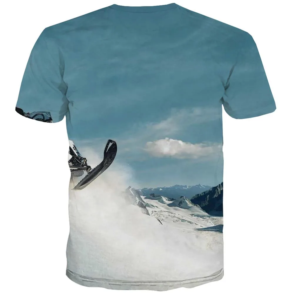 Ski T shirts Men White T-shirts 3d Movement Tshirts Novelty Snowfield Tshirt Anime