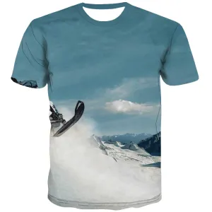 Ski T shirts Men White T-shirts 3d Movement Tshirts Novelty Snowfield Tshirt Anime