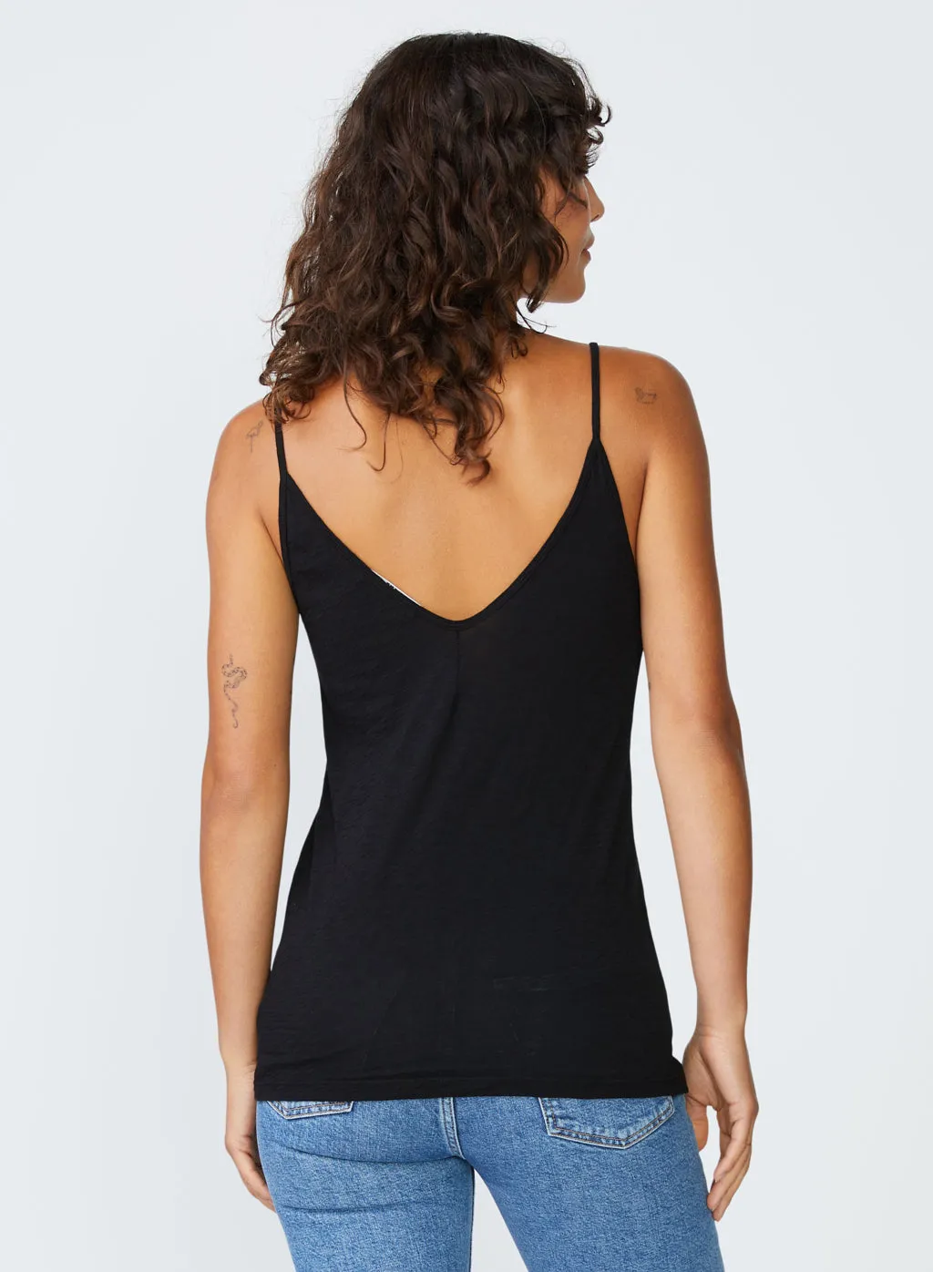 Supima Slub Jersey V-Neck Cami in Black