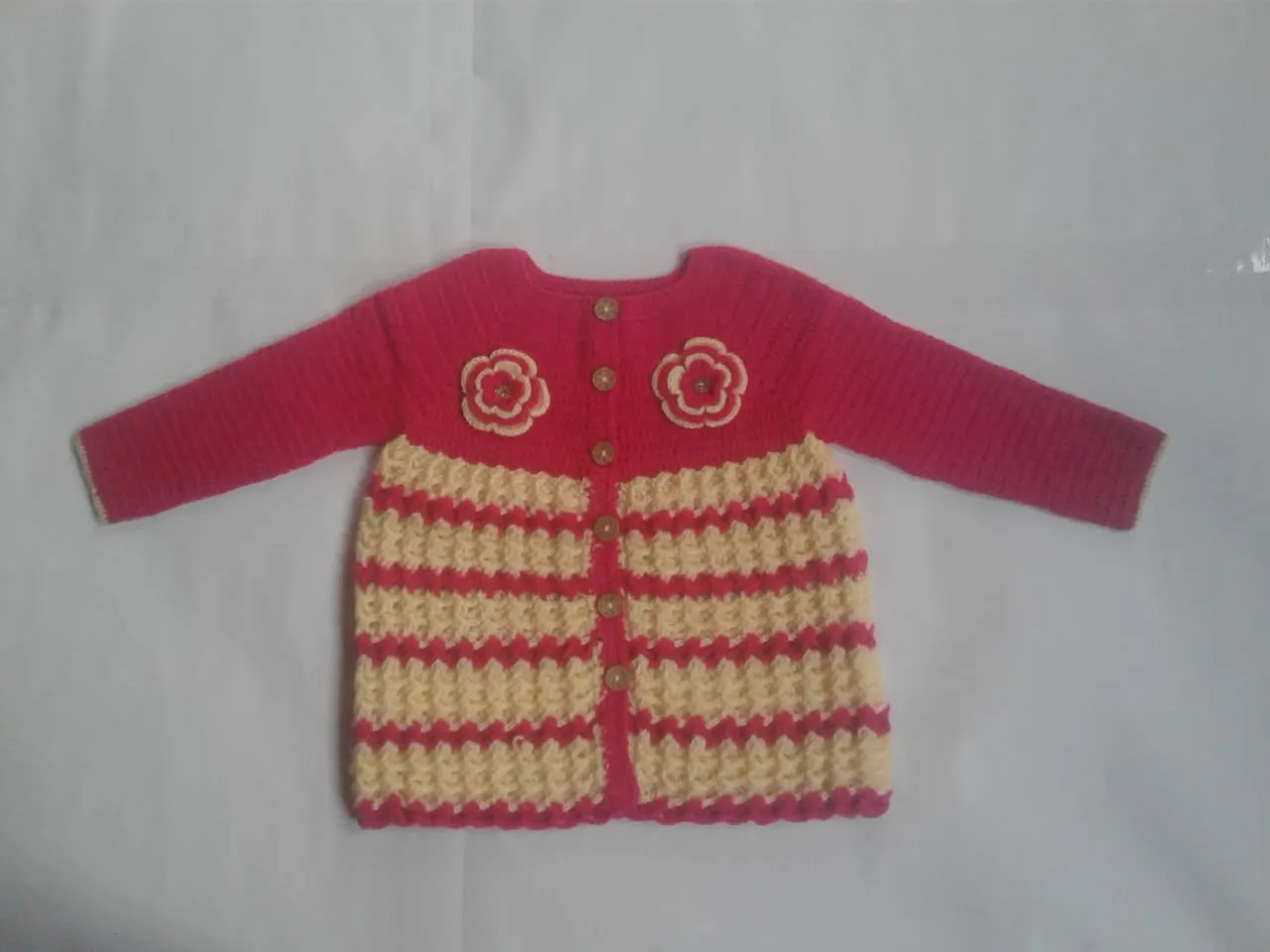 Unique Handmade Graminarts Woonie Baby Cardigan Frock- US Flag & Banana