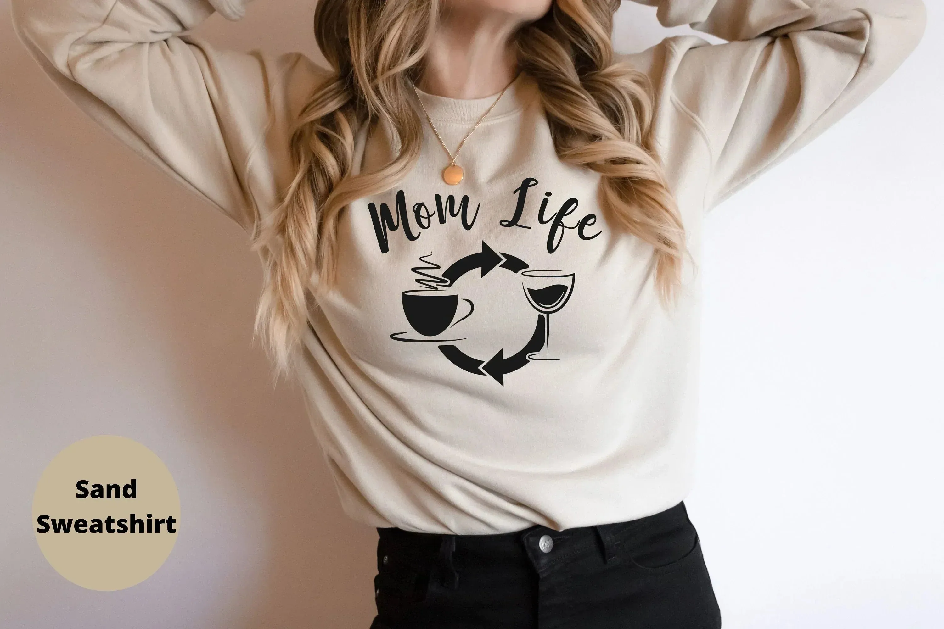 Wine and Coffee Mom Life, Coffee Lover Hoodie, Mother's Day, Mother Shirt, Gift For Mom, Wife Shirt, Wine Glass Shirt, Mama Sweatshirt,