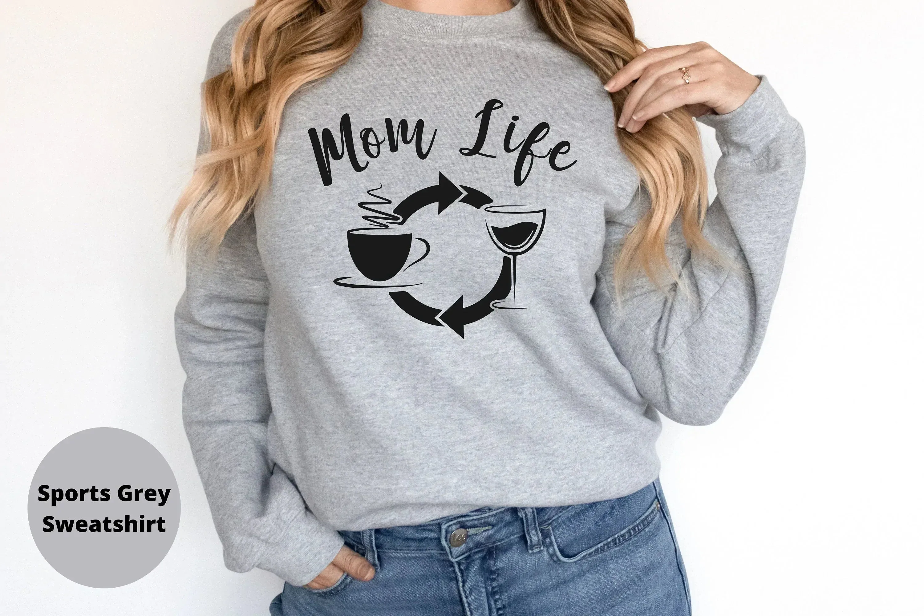 Wine and Coffee Mom Life, Coffee Lover Hoodie, Mother's Day, Mother Shirt, Gift For Mom, Wife Shirt, Wine Glass Shirt, Mama Sweatshirt,