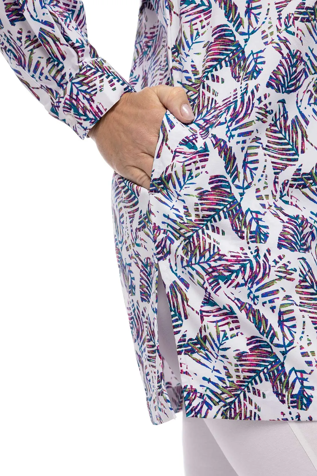 Women's Iztapa Beach Shirt | Magnolia Pink Beach Leaves